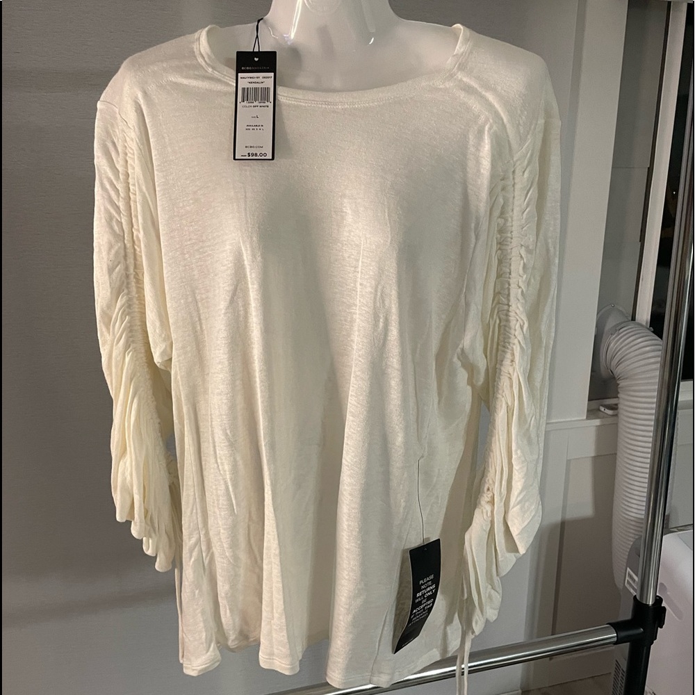NWT BCBG cream top, size L